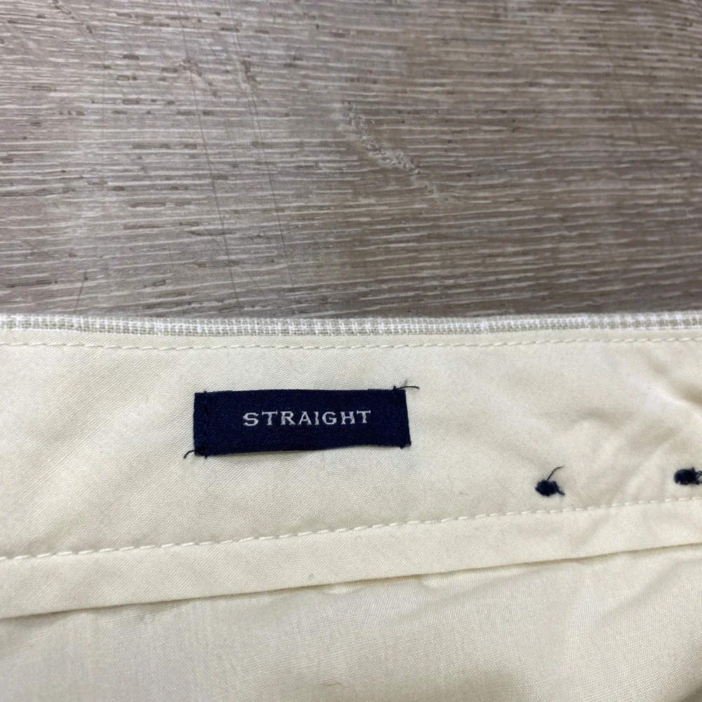 J.Crew Pants Mens 36x30 Beige Plaid Linen Cotton Straight Fit Casual Windowpane